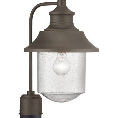 Progress Lighting Weldon 1-Light Outdoor Wall Lantern, Architectural Bronze, Seeded Glass Shade