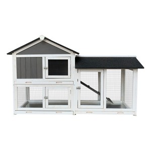 TiramisuBest Furniture Style Dog Crate Side Table on Wheels with Double Doors and Lift Top.Grey,38.58inw x 25.5ind x 27.36inh. with Grey for - 1 of 4