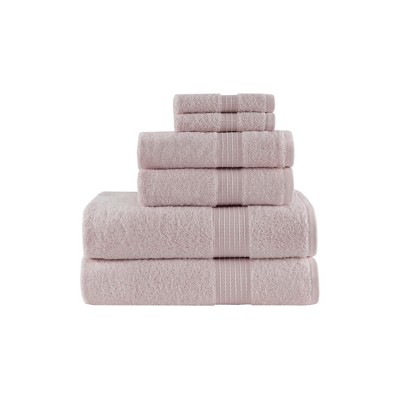 6pc Organic Cotton Bath Towel Set Light Purple