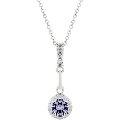 ShineHigh Drop Pendant Necklace – 1.81 Ct Cubic Zirconia in Clear or Lavender with Rhodium-Plated Finish on Adjustable Chain