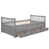 Daybed with Trundle and 3 Storage Drawers, Wood Captain’s Bed with Trundle Bed, Platform Bed - 4 of 4