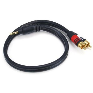 Monoprice Audio Cable - 1.5 Feet - Black | Premium Stereo Male to 2RCA Male 22AWG, Gold Plated - 1 of 3