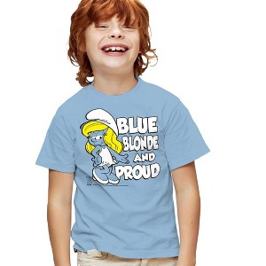 Boys' Short Sleeve Smurfs Blue Blonde And Proud T-Shirt - 1 of 4
