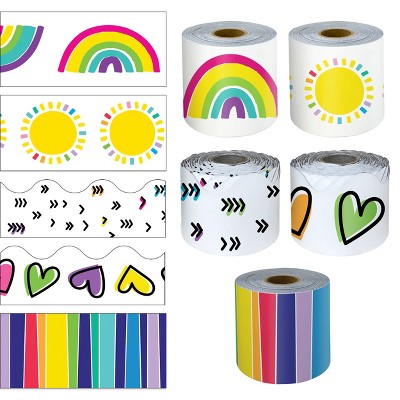 Carson Dellosa Education 65' Rainbow & Sunshine 5 Pack Rolled Bulletin Board Border Set (5 rolled borders)