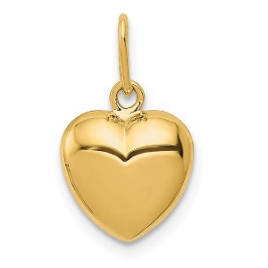 Black Bow Jewelry 14k Yellow Gold Hollow Puffed Heart Charm or Pendant, 12mm - 1 of 4