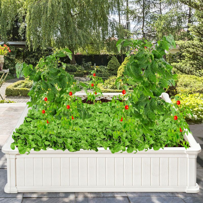 Costway 48.5'' Raised Garden Bed Square Plant Box Planter Flower Vegetable White, 5 of 11