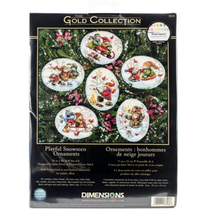 Dimensions Gold Collection Counted Cross Stitch Ornament Kit-Playful Snowman Ornaments - 1 of 2