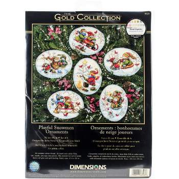 Dimensions Gold Collection Counted Cross Stitch Ornament Kit-Playful Snowman Ornaments