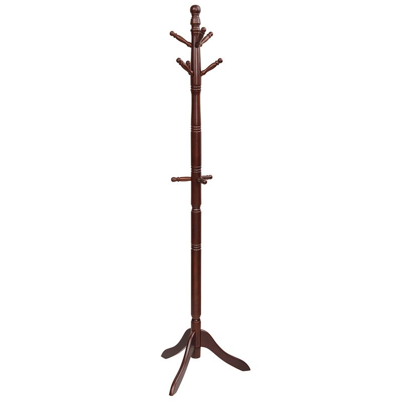 Costway Coat Rack Wooden Hall Tree 2 Adjustable Height w/ 9 Hooks Walnut\Black\ Grey, 1 of 9