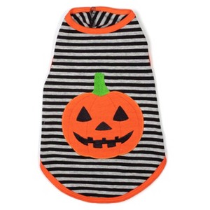 The Worthy Dog Knit Stripe Appliqué Jack-O-Lantern Dog Tee - 1 of 2