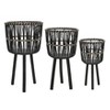Okak Bamboo Tall Patio Planters Set of 3(S+M+L)/2(S+M) Decorative Flower  Pots for Herbs, Vegetables, Fruits, Indoor/Outdoor,6 Options - 3 of 4