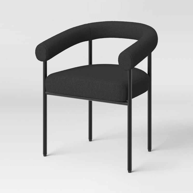 Upholstered Barrel Dining Chair Black - Threshold™, 1 of 6