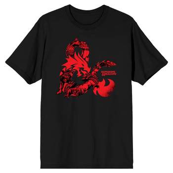 Dungeons & Dragons Red Logo and Symbol Men's Black Crew Neck Short Sleeve Graphic Tee