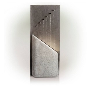 40" Resin Tranquil Infinity Fountain with 6 LED Lights Gray - Alpine Corporation: Weather-Proof, Rust-Resistant - 1 of 4