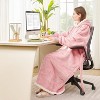 FAAYFIAN Long Faux Shearlin Wearable Blanket Hoodie for Women with Belt, Oversized Hoodie Blanket with Hood & Pocket, Cozy Winter Loungewear - 2 of 4