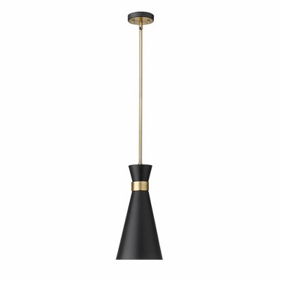 Soriano 8" Matte Black and Heritage Brass Steel Globe Pendant Light