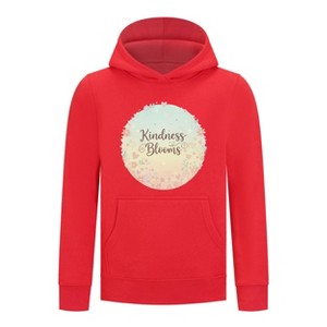 Everyday Kids “Kindness Blooms” Girls Pullover Hoodie – Pastel Floral Positive Sweatshirt - 1 of 4