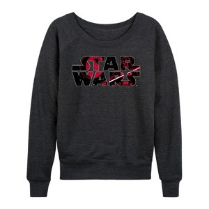 Women's - Star Wars - Logo Darth Vader Lightweight French Terry Wide Neck Long Sleeve Shirt - 1 of 4
