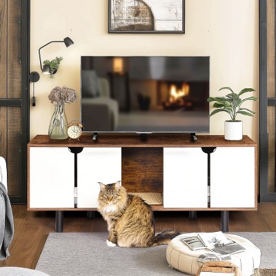 Cat Litter Box Enclosure, Hidden Cat Box, Kitty End Table, Cat Box Litter With Double Doors-Cuddlewood