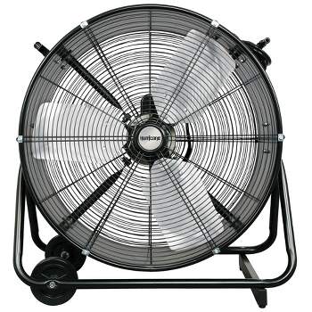 Hurricane Pro Series 24 Inch Heavy Duty Adjustable Portable Tilt Drum Fan with 3 Adjustable Speed Settings and Powder-Coated Finish, Black