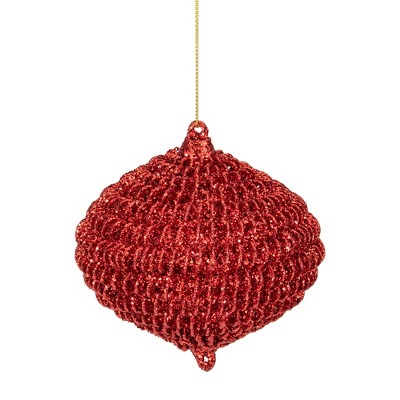 Northlight 4" Red Glitter Spiral Coiled Wire Onion Finial Christmas Ornament