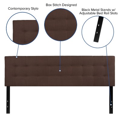 Dark Brown Tufted Upholstered King Size Headboard
