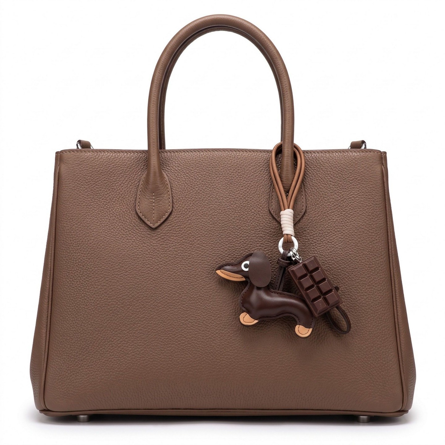 Брелоки Alilang 2-Piece Dachshund Dog Bag Charm Keychain Chocolate Bar Accent Rope Loop Purse Accessory - Coffee, цвет: Шоколадный — фото 3