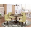 HomeStock 5-Piece Distressed Jacobean Finish Solid Wood Top Dining Table with 4 Parson Chair - 2 of 4