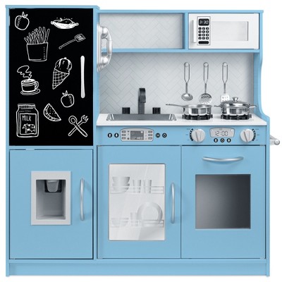 Best Choice Products Pretend Play Kitchen Wooden Toy Set for Kids w/ Telephone, Utensils, Oven, Microwave