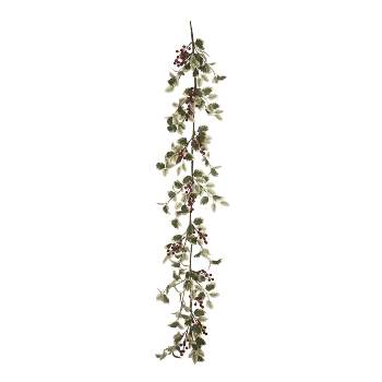 Transpac Fabric 60 in. Multicolor Christmas Traditional Greens and Berry Garland