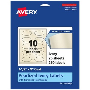 Avery Pearlized Ivory Oval Labels with Sure Feed Technology, Print-to-the-Edge, 1.5" x 3" - 1 of 4