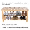 Hastings Home Natural Bamboo Shoe Rack Bench with 2 Shelves - 3 of 4