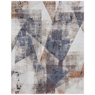 Gilmore Modern Color Block Blue/Ivory/Taupe Area Rug