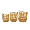 Set of 3 Wood Baskets Brown - Olivia & May: Decorative Tall Storage with Handles, Bohemian Style, Round Shape - 3 of 4
