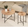 NicBex Natural 2-Piece Round Coffee Table & End Table Set,Distressed Wood Design & Black Metal Legs,Center Table for Living Room - 3 of 4