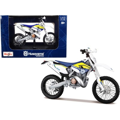 Husqvarna FE 501 White and Blue with Yellow Stripes 1/12 Diecast Motorcycle  Model by Maisto