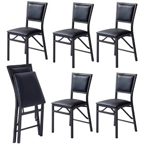 VECELO Foldable Dining Chairs Set of 2/4/6, No Assembly Heavy-Duty Metal Frame, Kitchen and Living Room Chairs, Black/Brown - 1 of 4