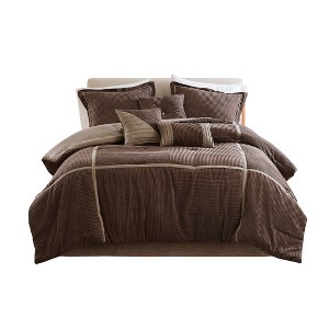 Gracie Mills Barlow 7-Piece Comforter Set in Taupe and Chocolate Brown - 1 of 4