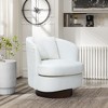 LuxenHome Upholstered White Club Swivel Chair with Dark Brown Base - 2 of 4