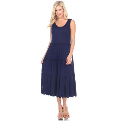 Women's Scoop Neck Tiered Midi Dress - White Mark