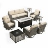 XIZZI Patio Furniture Sets for Outdoor Relaxation, Comfy 3.5-Inch Cushions & 360° Swivel Action for Extra Comfort, 9 Pcs/Set - Fire Pit Table, Beige - 2 of 4