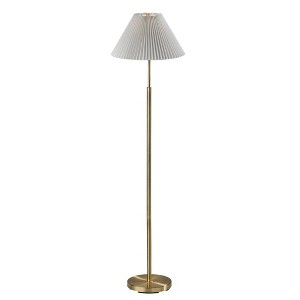 Adesso Jeremy Floor Lamp Antique Brass: Linen Shade, 3-Way Switch, Metal Body, UL Listed - 1 of 3