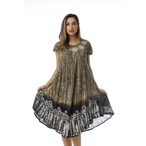 Riviera Sun Rayon Crepe Batik Marble Short Sleeve Umbrella Dress - 1 of 3