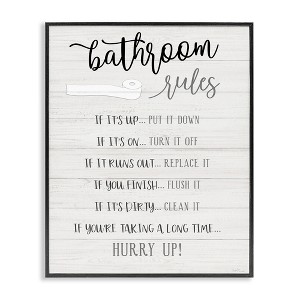 Stupell Industries Bathroom Rules Toilet Paper Sign Country Plank Pattern, 16" x 20" - 1 of 4