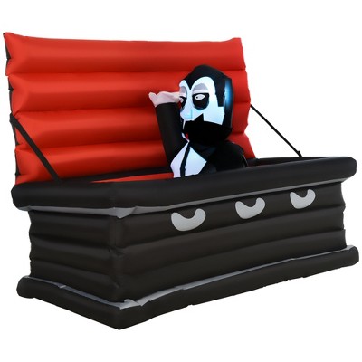 HOMCOM 70.75" Inflatable Halloween Vampire and Giant Coffin, Inflatable Outdoor LED Yard Display, Waterproof