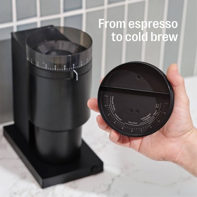 Matte Black Electric Conical Burr Coffee Grinder with Adjustable Settings