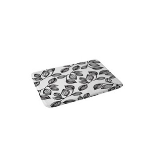 Julia Da Rocha Leaves Memory Foam Bath Rug Black/White - Deny Designs: Machine Washable, Microfiber, Non-Slip Backing - 1 of 3