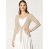 INSPIRE CHIC Women's Tie Front Long Sleeve Crop Ruffle Knit Cardigan Sweaters - 2 of 4