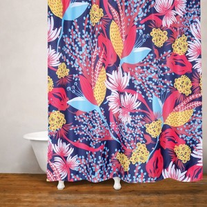 Crysanthemum Shower Curtain - Moda at Home: Polyester Fabric, Botanical Design, Machine Washable - 1 of 3