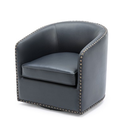 NicBex Faux Leather Barrel Swivel Accent Chair,Upholstered Swivel Living Room Chairs with Curved Backrest,Accent Chairs for Living Room